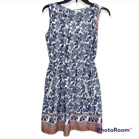 Speed Control Navy Paisley Print Sleeveless Dress Size Small - Picture 1 of 5